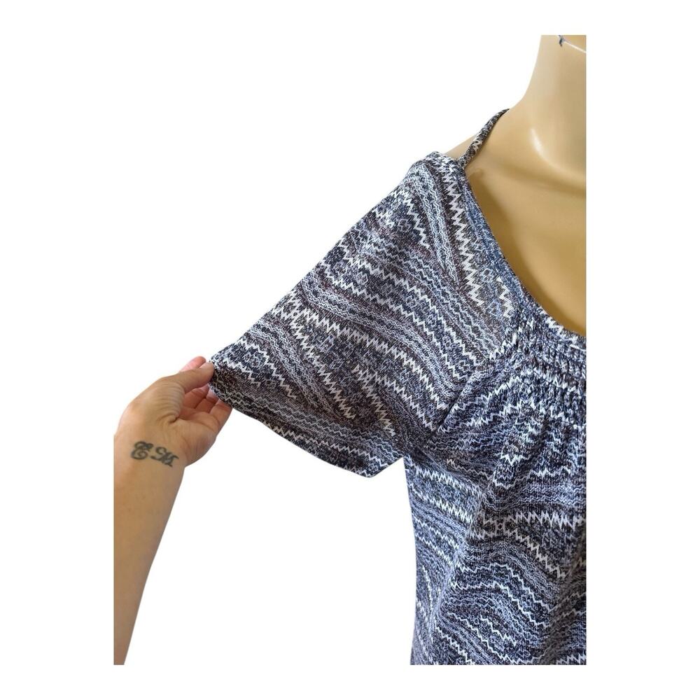 Faded Glory Peasant Top Womens Plus 1X 16W Geometric Tassel Keyhole Boho Knit - Picture 7 of 8